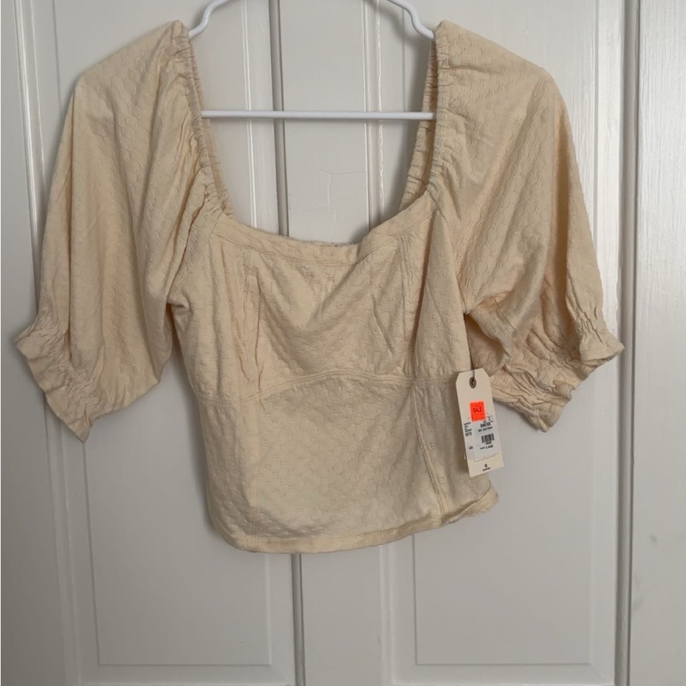 Billabong Cream Puff Sleeve Crop Top